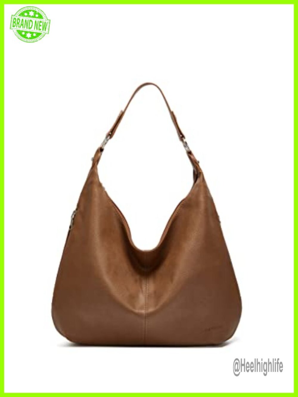 Soft PU Leather Hobo Bag Slouchy Shoulder Purse with Zipper